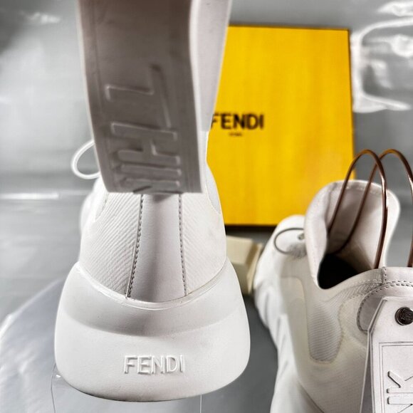 Fendi Vocabulary Technical Sneakers Mesh Knit High Top Shoes White Men Size 10 - Picture 5 of 16
